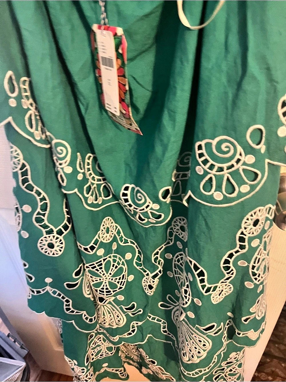 Embroidered Maxi Dress in Green & White NWT - Picture 11 of 14